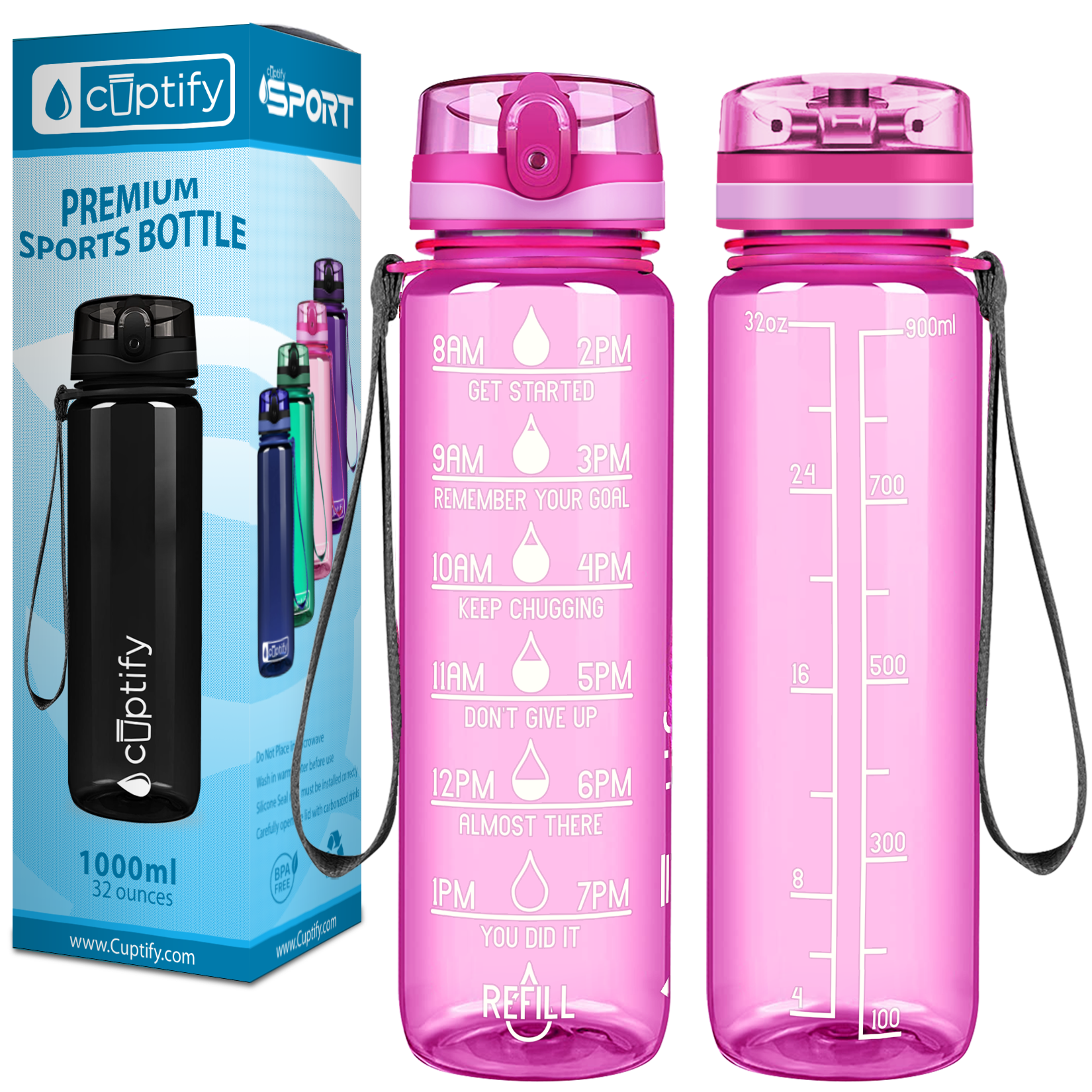 Hot Pink Gloss 32oz Wide Mouth Water Bottle - Cuptify