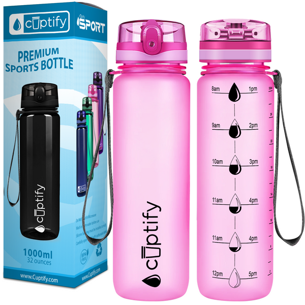 Purple Frosted 32 oz Hydration Tracker Water Bottle - Cuptify