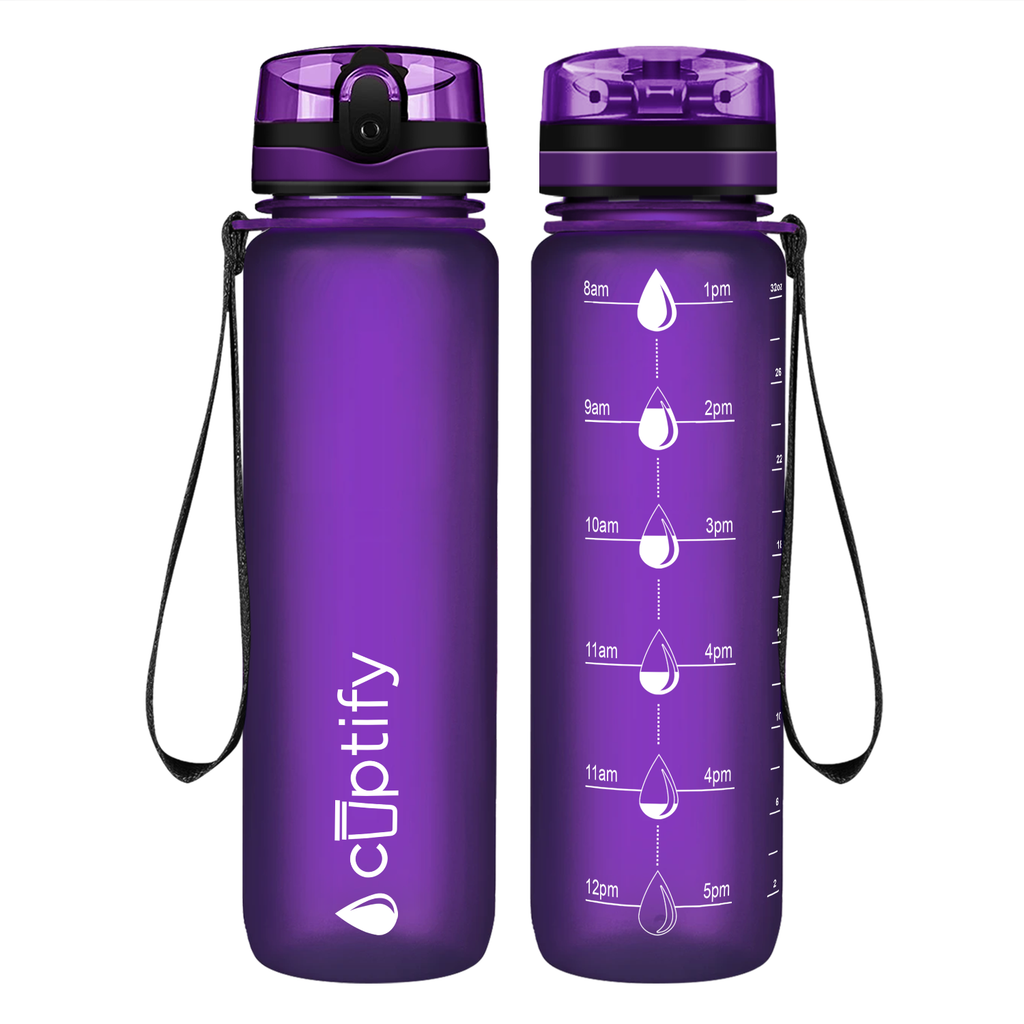 Cuptify Clear Frosted 32 oz Hydration Tracker Water Bottle