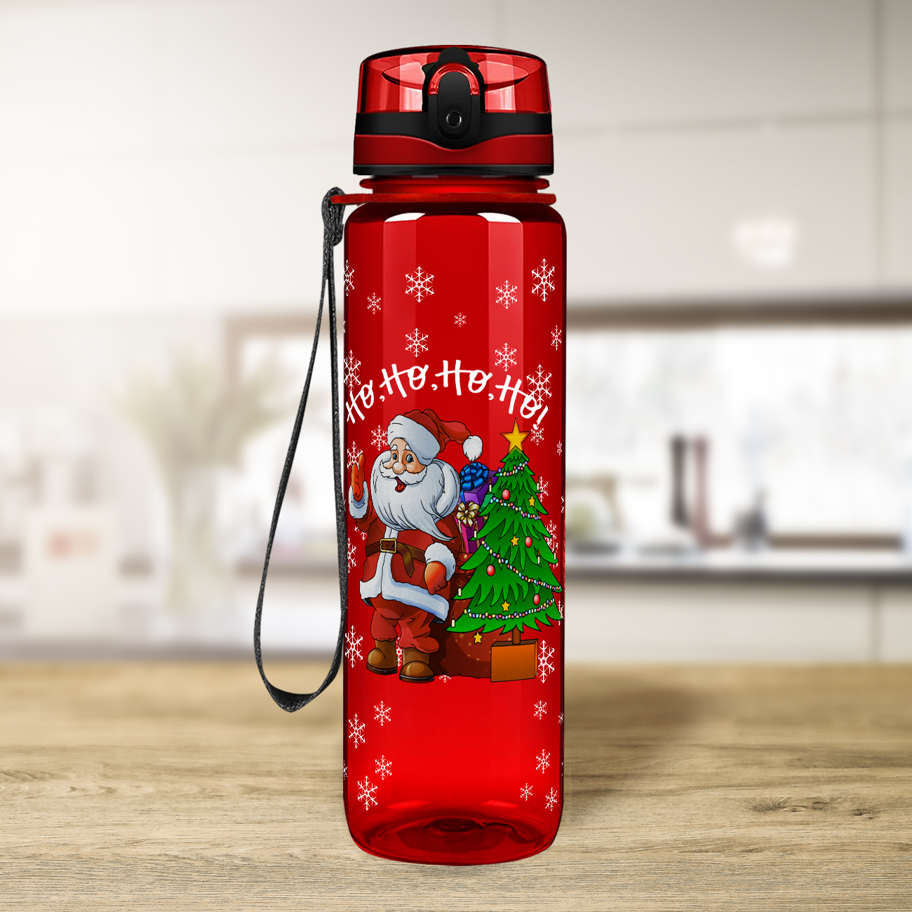 1pc Christmas Themed Insulated Water Bottle With Pop-up Cap, Direct Drinking