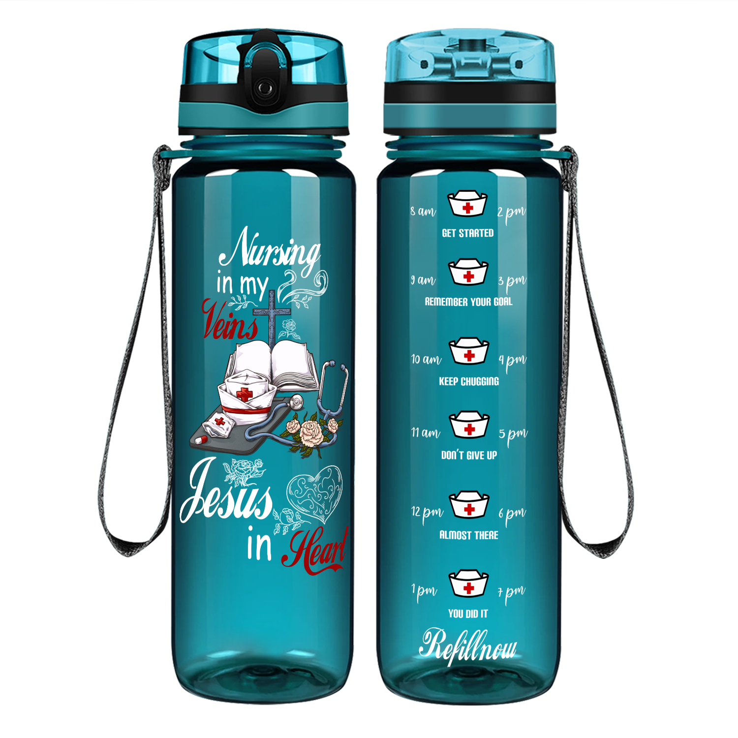 Personalized Water Tracker Bottle - Nurse's Day, Birthday Gift For Nurse -  Nurse Life Leopard ARND018