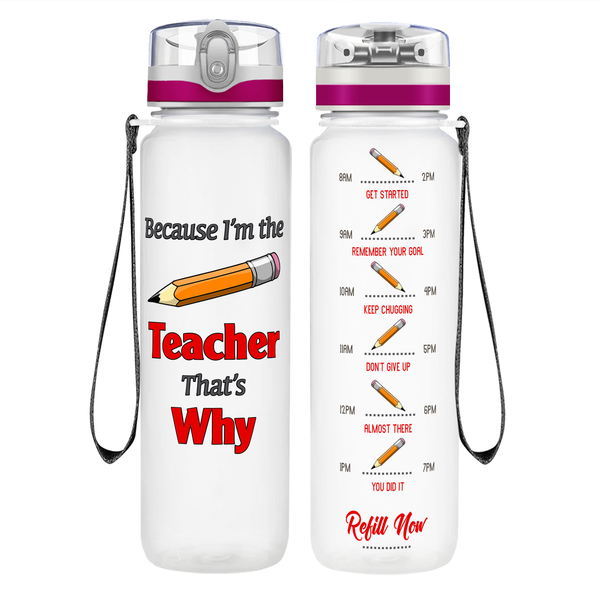 World's Best Teacher on 32 oz Motivational Tracking Water Bottle - Cuptify