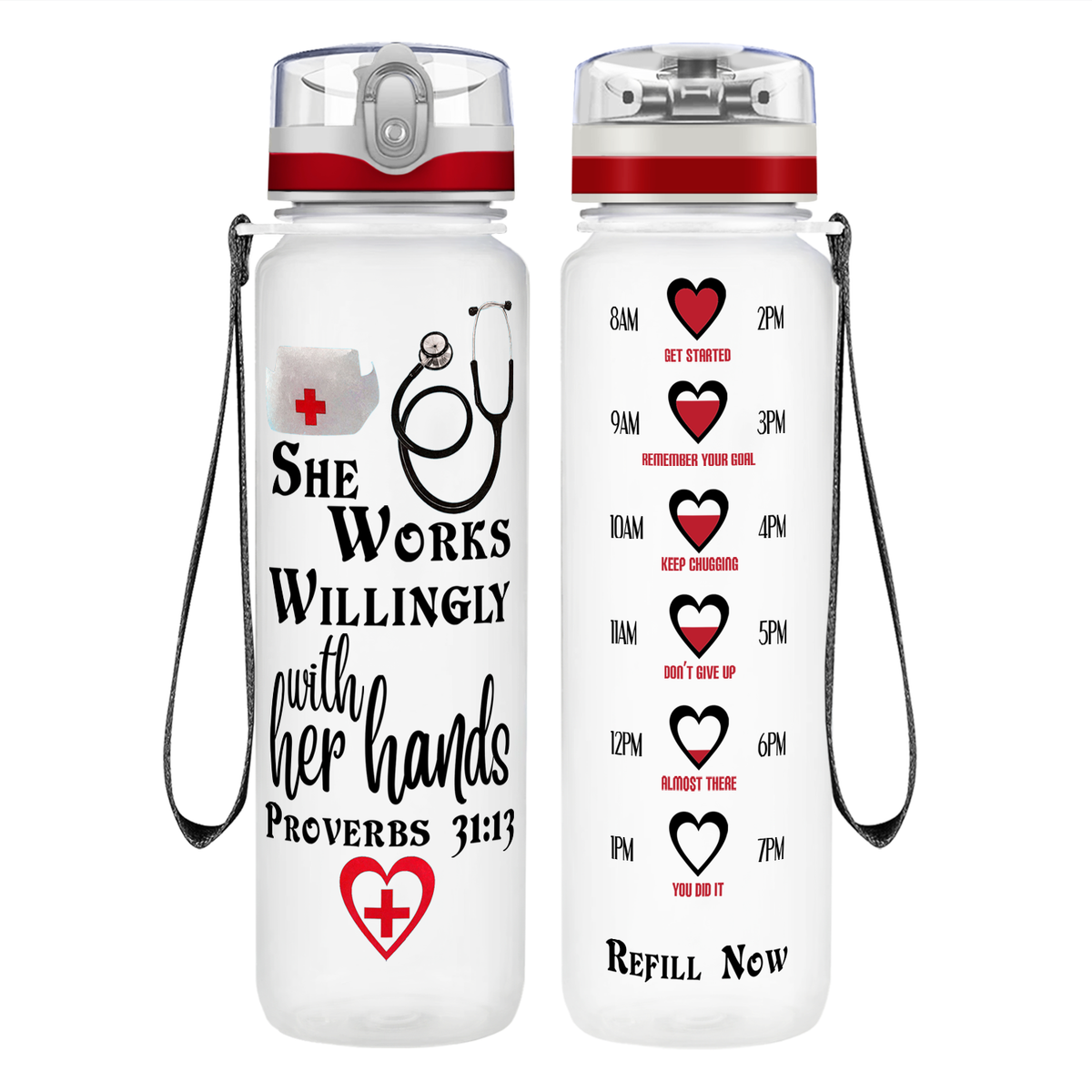 Night Shift Nurse on 32oz Motivational Tracking Water Bottle - Cuptify