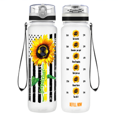 Thin Blue Line Sunflower on 32 oz Motivational Tracking Water Bottle -  Cuptify