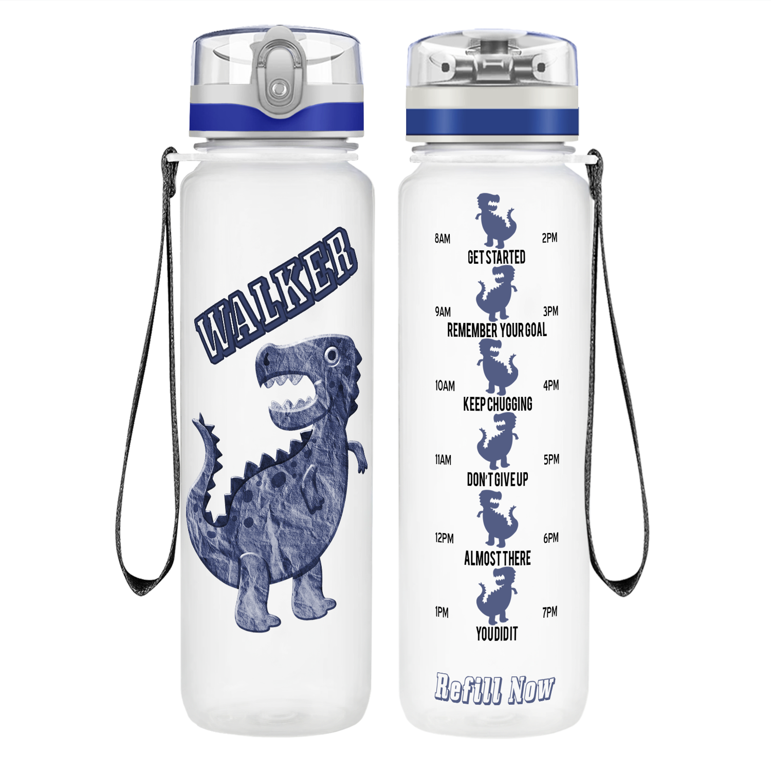 Personalized Blue Dinosaur on Water Bottle - Cuptify