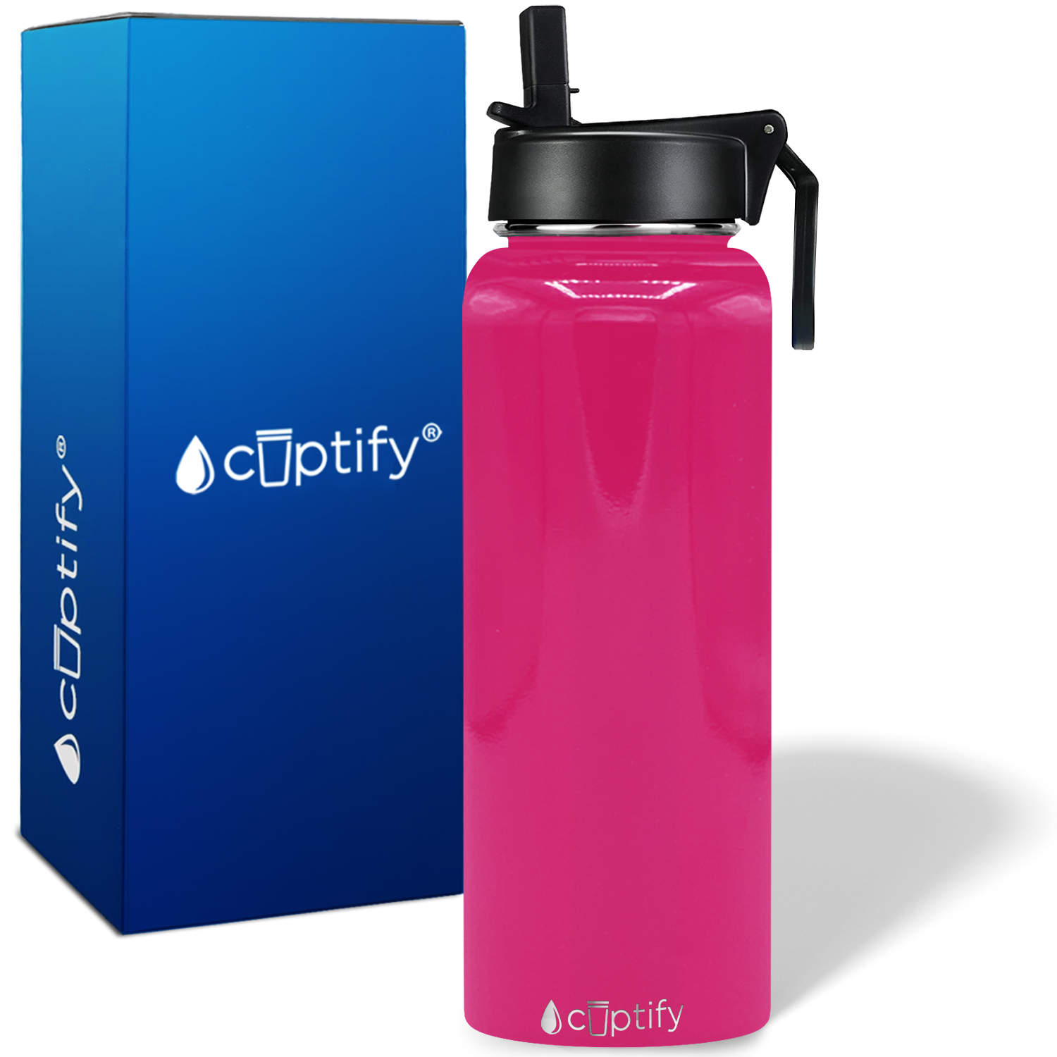 Hot Pink Gloss 40oz Wide Mouth Water Bottle - Cuptify