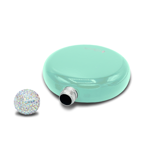 Mint Green Gloss 5oz Rhinestone Liquor Flask