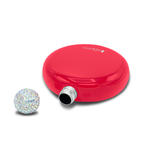 Red Gloss 5oz Rhinestone Liquor Flask