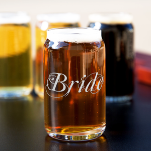  Bride Elegant Etched on 5 oz Beer Glass Can - Set of Four