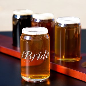  Bride Elegant Etched on 5 oz Beer Glass Can - Set of Four