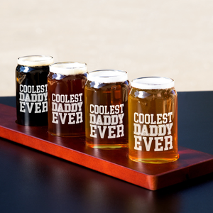  Coolest Daddy Ever Etched on 5 oz Beer Glass Can - Set of Four