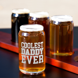  Coolest Daddy Ever Etched on 5 oz Beer Glass Can - Set of Four