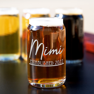  Mimi Established 2022 Etched on 5 oz Beer Glass Can - Set of Four