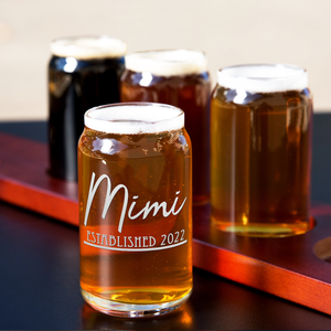  Mimi Established 2022 Etched on 5 oz Beer Glass Can - Set of Four