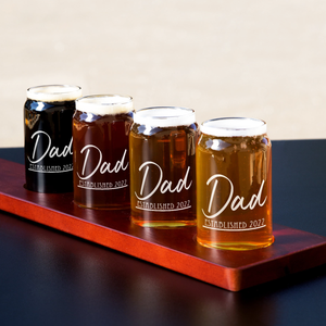  Dad Established 2022 Etched on 5 oz Beer Glass Can - Set of Four