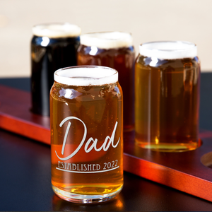  Dad Established 2022 Etched on 5 oz Beer Glass Can - Set of Four