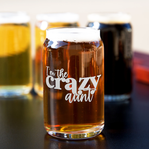  I'm The Crazy Aunt Etched on 5 oz Beer Glass Can - Set of Four