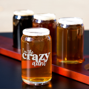  I'm The Crazy Aunt Etched on 5 oz Beer Glass Can - Set of Four