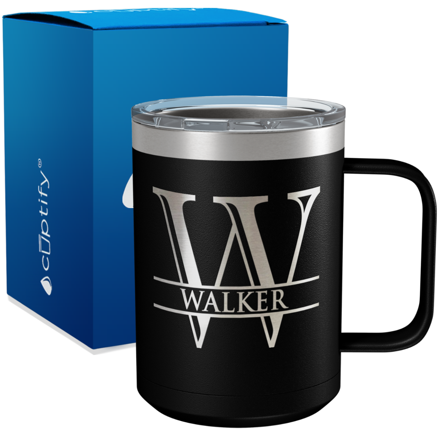 Personalized Split Script Engraved on 15oz Coffee Mug