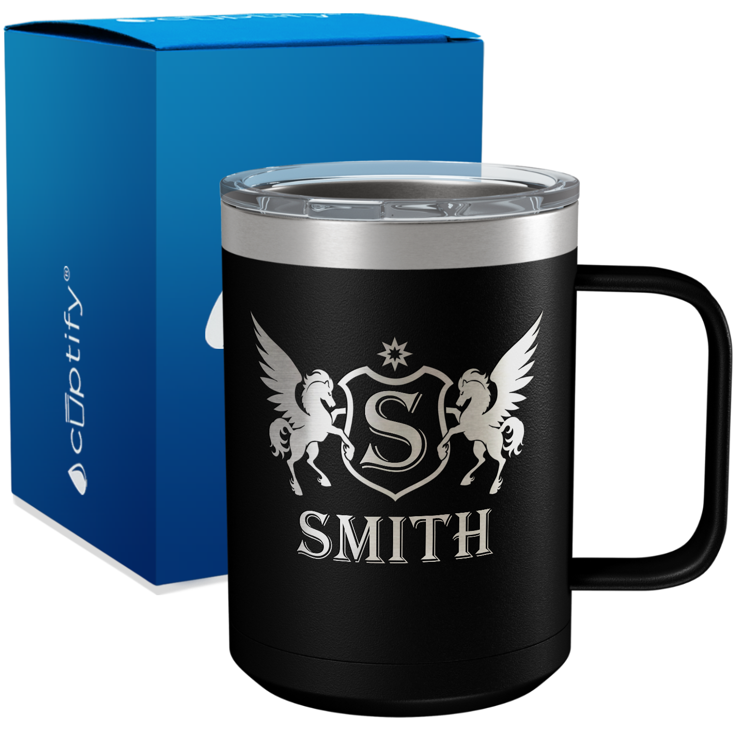 Personalized Pegasus Engraved on 15oz Coffee Mug