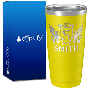 Personalized Monogram Initial Badge Crown Engraved on 20oz Tumbler