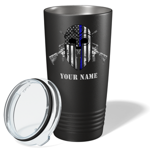 Personalized Thin Blue Peacemaker Police 20oz Black Tumbler