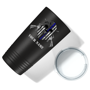 Personalized Thin Blue Peacemaker Police 20oz Black Tumbler