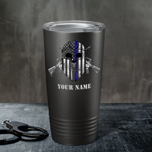 Personalized Thin Blue Peacemaker Police 20oz Black Tumbler