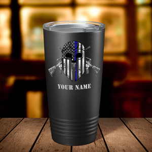 Personalized Thin Blue Peacemaker Police 20oz Black Tumbler