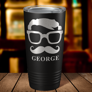 Mustache Groomsmen on Black 20 oz Stainless Stell Tumbler