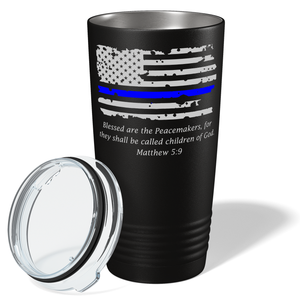 Thin Blue Flag Peacemakers 20oz Black Police Tumbler