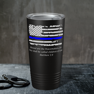 Thin Blue Flag Peacemakers 20oz Black Police Tumbler