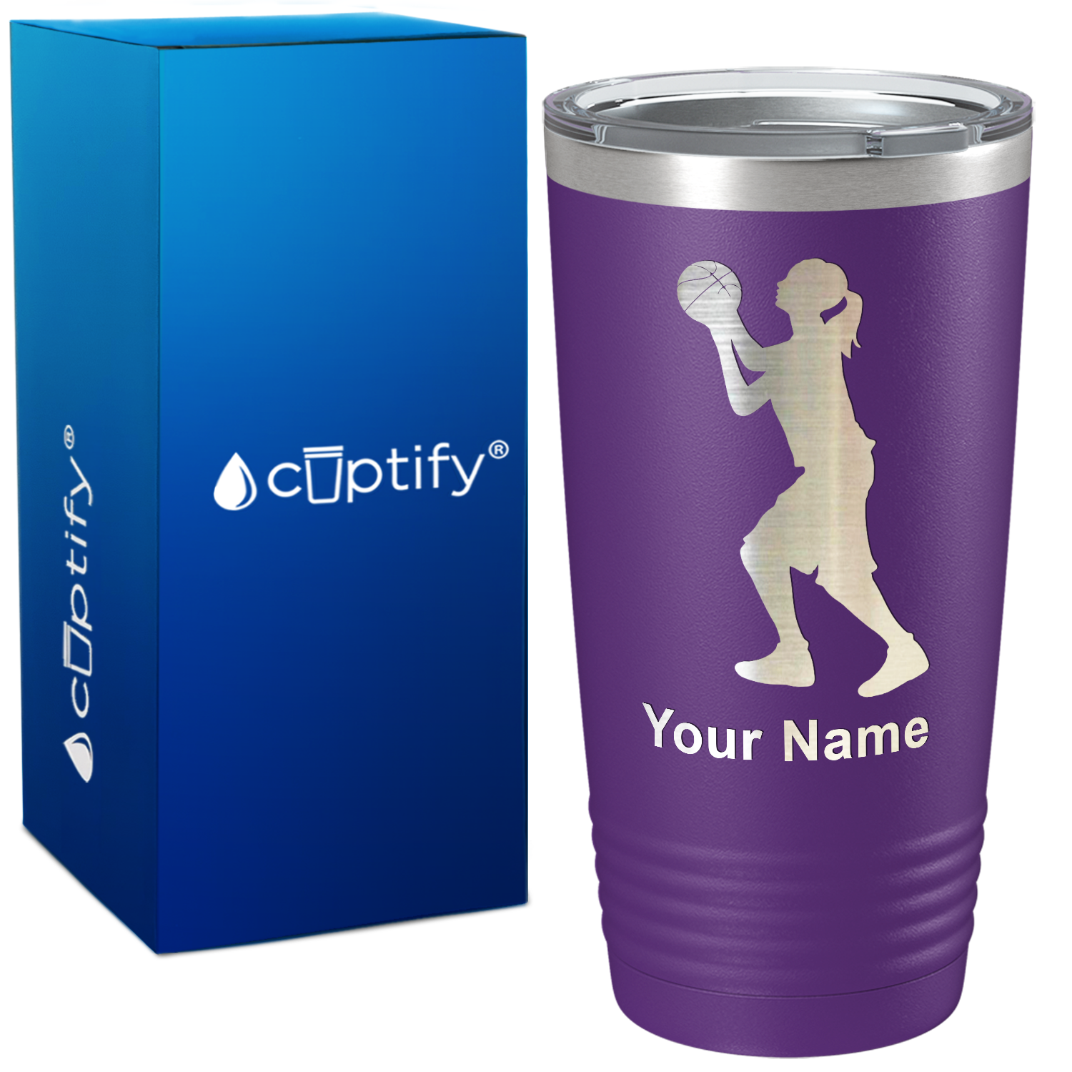 Personalized Girl Shooting Basketball on 20oz Tumbler