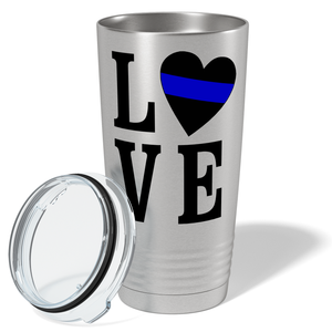 Love Heart Police Thin Blue Line 20oz Stainless Tumbler