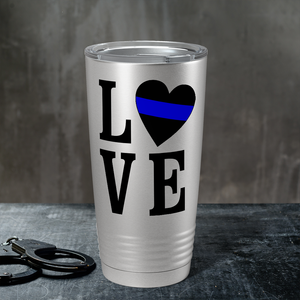 Love Heart Police Thin Blue Line 20oz Stainless Tumbler