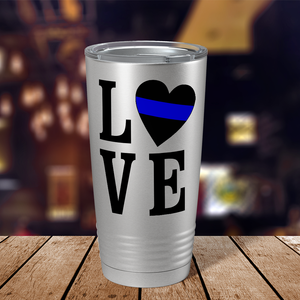 Love Heart Police Thin Blue Line 20oz Stainless Tumbler