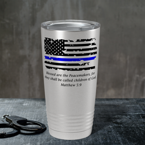 Thin Blue Flag Peacemakers 20oz Stainless Police Tumbler