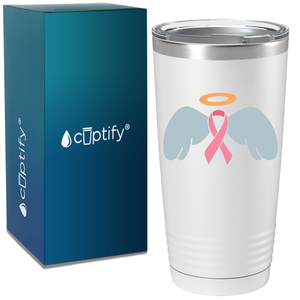 Angel Cancer Ribbon on White 20oz Tumbler