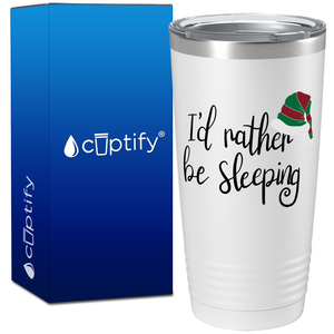 I'd Rather be Sleeping Christmas Elf on White Holiday 20oz Tumbler