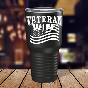 Veteran Wife on Black 30 oz Stainless Steel Tumbler