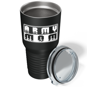 Army Mom on Black 30 oz Stainless Steel Tumbler