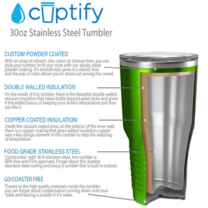 Custom Laser Engraved 30oz Green Translucent Stainless Steel Tumbler