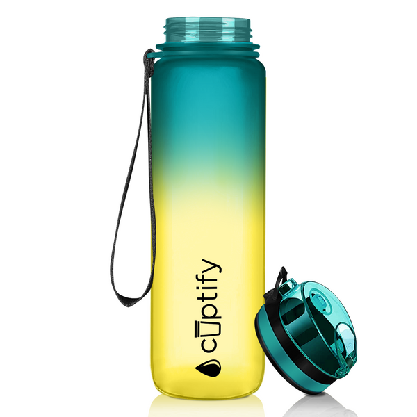 Cuptify Clear Frosted 32 oz Hydration Tracker Water Bottle