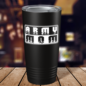 Army Mom on Black 20 oz Stainless Steel Tumbler